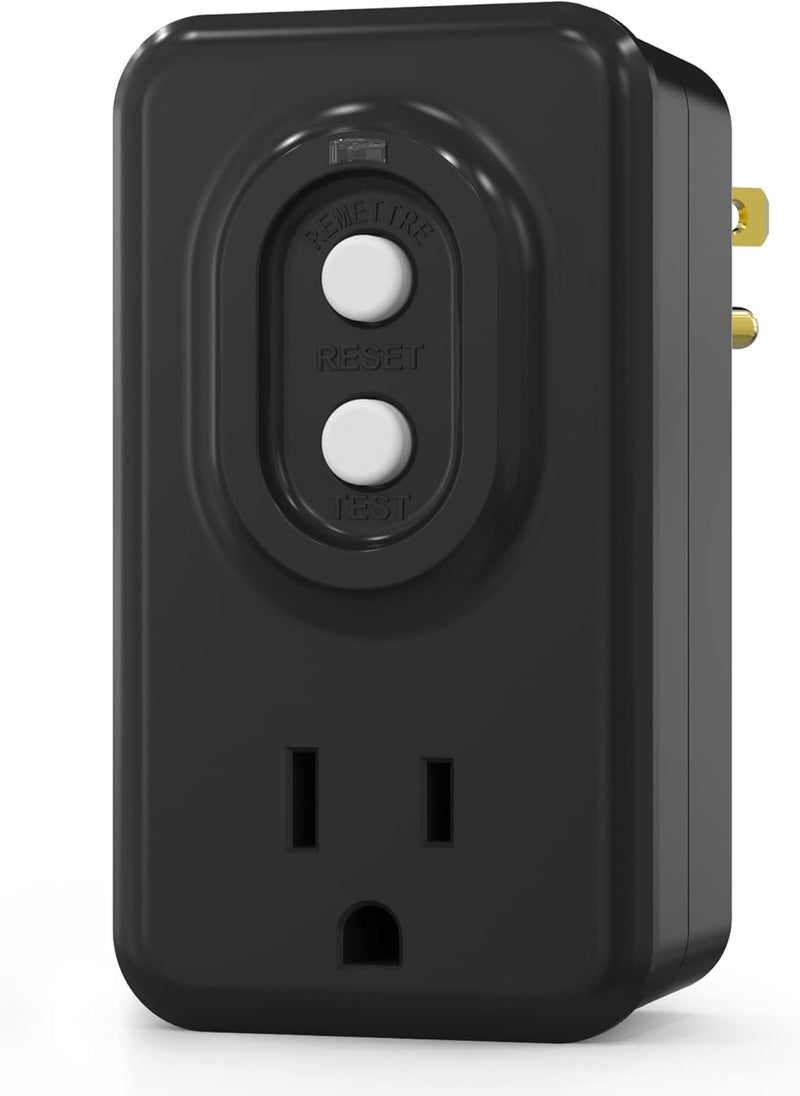 Aida GFCI Adapter, 15 AMP Single Outlet Grounded 3-Prong GFCI Adapter, for Indoor Use with Auto Reset, UL Listed, Black, 1 Pack - Image 1